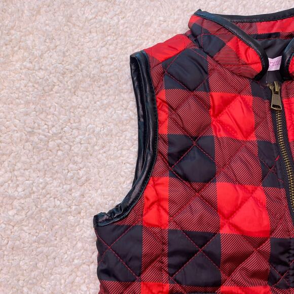 Pinc Premium Red and Black Plaid Puffer Vest Small - Picture 3 of 9